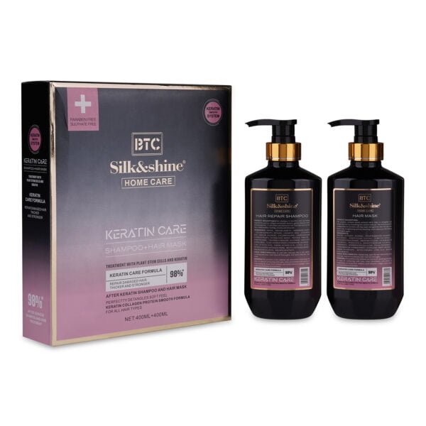 BTC Silk and Shine Keratin Care Shampoo and Hair Mask Kit - Image 3